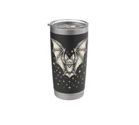 Chauve-souris gothique volant étoiles célestes Halloween Art Gobelet isotherme en acier inoxydable double paroi