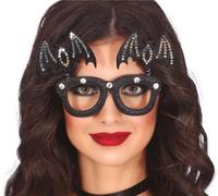 Chauve-souris Lunettes Halloween Accessoires extravagants Noir Paillettes Scintillantes Animal Créatif Fête de Vampire Accessoires Drôle de Nuit, Couleur : Noir