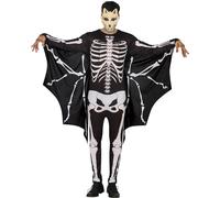 Chauve-souris Squelette Costume d'Halloween Déguisement d'animal effrayant Noir Blanc Design d'ailes inquiétant, Taille : 52 - 54 (L) Couleur : Noir / Blanc