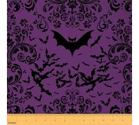 Chauve Souris Tissu Tissus Au Metre,Brocart Vintage Fleur Artisanat Patch Tissu Décoratif,Halloween Victoria Baroque Tissu Décoratif,Animal Gothique Tissu Intérieur et Extérieur,Orange,92x150 (HxB)