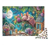 Chauve-Souris Wizard Bundle Puzzle 1000 Pièces, Papier Épais, Enfants 8-12 & Adultes,Maison de Vacances Moon Garden Décoration Murale Maison, Cadeau Nouvel an, Défi Cérébral 52x38cm/1000pcs