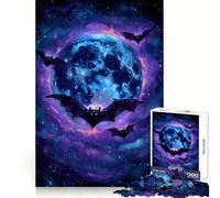 Chauves-Souris Volant Devant la Lune Puzzle de 1000 pièces pour Adultes Jeu de mémoire Passe-Temps paisible Assemblage Solide Cadeau d'anniversaire (38x26cm)