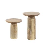 CHAWEN - Set de tables d'appoint rondes en bois d'acacia Marron