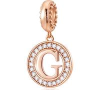 CHAWIN Breloque en forme de lettre de A à Z, en or rose, en argent sterling 925 authentique pour bracelets à breloques Pandora, colliers, breloques en forme de cercle pour femmes et filles, pierre