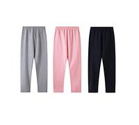 CHAYANG Lot de 3 leggings décontractés en coton lycra pour filles de 4 à 11 ans, Style 2, 4-5 ans