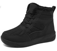 ChayChax Bottines Hiver Femme Bottes de Neige Fourrées Chaudes Bottines à Lacets Imperméable Snow Boots Chaussures d'hiver Antidérapantes,Noir,37 EU