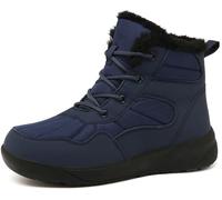 ChayChax Bottines Hiver Femme Bottes de Neige Fourrées Chaudes Bottines à Lacets Imperméable Snow Boots Chaussures d'hiver Antidérapantes,Bleu Foncé,41 EU