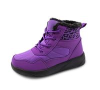 ChayChax Bottines Hiver Femme Bottes de Neige Fourrées Chaudes Bottines à Lacets Imperméable Snow Boots Chaussures d'hiver Antidérapantes,Violet Léopard,38 EU