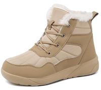 ChayChax Bottines Hiver Femme Bottes de Neige Fourrées Chaudes Bottines à Lacets Imperméable Snow Boots Chaussures d'hiver Antidérapantes,Kaki,36 EU