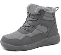 ChayChax Bottines Hiver Femme Bottes de Neige Fourrées Chaudes Bottines à Lacets Imperméable Snow Boots Chaussures d'hiver Antidérapantes,Gris,40 EU