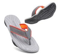 ChayChax Tongs Hommes Souple Sandales de Sports Antidérapante Flip Flops Décontractée Chaussures de Plage et Piscine,Gris-Orange,47 EU