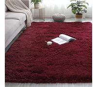 CHBIN Antidérapant 80x140cm Shaggy Tapis Tapis Fourrure synthétique Soft Tapis Faux en Peau de Mouton pour Cuisine Bureau Décoratif Salle À Manger, Vin Rouge