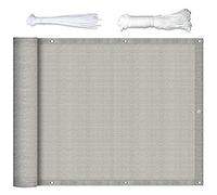 CHBIN Housse de balcon 0,8 x 5,5 m - Protection contre le vent et la poussière avec œillets, attaches de câble et cordon en nylon, pour extérieur, jardin, terrasse, gris clair, ombre résistante aux