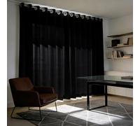 CHBIN Rideaux Occultants 60 x 150 cm Anti Bruit, Opaque, Bloquer, Anti-UV, Separation, Anti Froid Fenetre avec Œillets 1 Pièces pour Salon, Balcon, Chambre Moderne, Noir