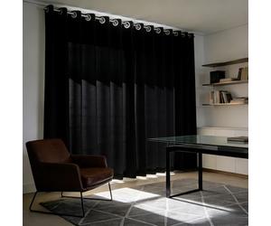 CHBIN Rideaux Occultants 60 x 150 cm Anti Bruit, Opaque, Bloquer, Anti-UV, Separation, Anti Froid Fenetre avec Œillets 1 Pièces pour Salon, Balcon, Chambre Moderne, Noir