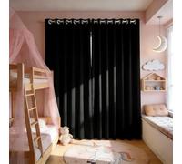 CHBIN Tenture Opaque à Oeillets 126 x 195 cm Anti Bruit, Opaque, Bloquer, Anti-UV, Separation, Anti Froid Rideau Chaleu Lot de 1 pour Chambre Salle à Manger Baie Vitrée, Noir