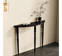 CHBMZ Home Collection - Table Console Demi-Lune en Bois Massif, Petite Table Accent Semi-Circulaire, pour Salon, Couloir, Hall d’Entrée, Entrée, Montage Facile(Black,100cm/39in)