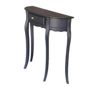 CHBMZ Table Console Demi-Lune Noire, Table Sofa Classique Française Provinciale avec Tiroir, Meuble Accent Couloir 30 cm de Profondeur pour Petits Espaces et Hall d’Entrée(90cm/35in)