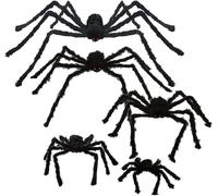 CHBOP 4 x araignée Rampante araignée géante en Peluche Halloween Horreur déco Pliable 75cm Longues Jambes Noires