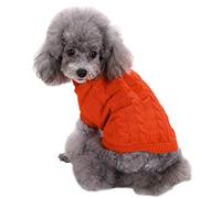 CHBORCHICEN Chandail tricoté pour petit chien et chat - Chandail chaud pour chien - Vêtements d'hiver pour chaton (taille M, orange)