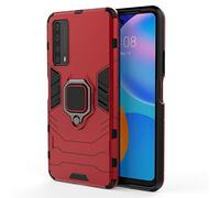 CHcase pour Huawei P Smart 2021 Coque, 360 Degrés Rotation Ring Holder Stand Protection Case Cover avec Support Magnétique Car Mount pour Huawei P Smart 2021 -Red