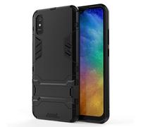 CHcase pour Xiaomi Redmi 9A Coque, 2 en 1 Armour Double Couche Étui Rigide avec Fonction Stand Anti-Choc Silicone TPU+PC Dual Layer Armor pour Xiaomi Redmi 9A -All Black