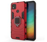 CHcase pour Xiaomi Redmi 9C Coque, 360 Degrés Rotation Ring Holder Stand Protection Case Cover avec Support Magnétique Car Mount pour Xiaomi Redmi 9C -Red
