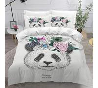 CHCHNXY Housse de Couette 140x200 Panda 3D Imprimée Ensemble de Literie avec Fermeture éclair Doux Parure de Lit en Microfibre pour d'enfant - 2 Taie d'oreiller 65x65cm