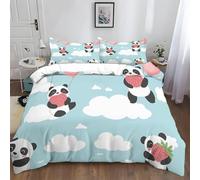 CHCHNXY Housse de Couette 140x200 Panda 3D Imprimée Ensemble de Literie avec Fermeture éclair Doux Parure de Lit en Microfibre pour d'enfant - 2 Taie d'oreiller 65x65cm