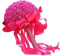 CHCWR 1/2/4/6 PCS 10 Pouces Bouquets de Fleurs de Mariage pour mariée Fake Rose Bouquets Arrangements Floraux avec Diamant et Rubans Mous pour décorations de Mariage