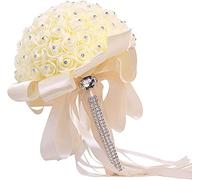 CHCWR 1/2/4/6 PCS 10 Pouces Bouquets de Fleurs de Mariage pour mariée Fake Rose Bouquets Arrangements Floraux avec Diamant et Rubans Mous pour décorations de Mariage