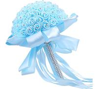 CHCWR 1/2/4/6 PCS 10 Pouces Bouquets de Fleurs de Mariage pour mariée Fake Rose Bouquets Arrangements Floraux avec Diamant et Rubans Mous pour décorations de Mariage