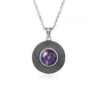 CHCWR 10 mm rond arc-en-ciel lune de lune violet dragon cristal lapis lazuli collier pendentif dames