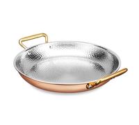 CHCWR 10 tailles antiadhésives Paella espagnole Paella Hand Halered SeaPaella Pot Cook ustensiles avec deux poignées, poêle pour les maisons, cuisine/rose / 32 cm