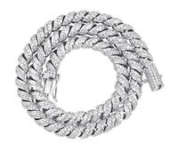 CHCWR 14 carats d'or sur 925 Silver 10 mm SPROCAL PENDANT - Collier cubain distinctif Moisanite Moisanite. Beau cadeau pour lui les jours spéciaux! Cadeaux pour la fête des pères pour papa