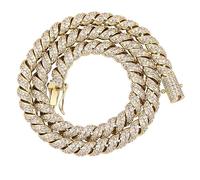 CHCWR 14 carats d'or sur 925 Silver 10 mm SPROCAL PENDANT - Collier cubain distinctif Moisanite Moisanite. Beau cadeau pour lui les jours spéciaux! Cadeaux pour la fête des pères pour papa