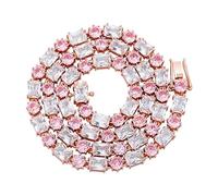 CHCWR 14 carats d'or sur 925 Silver Round Cut Radiant Radiant Cut Mossanite Bijoux, Collier de tennis hip-hop en cristal rose, une fusion d'élégance et de modernité