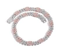 CHCWR 14 carats d'or sur S925 Collier de chaîne cubaine de nez de 15 mm pour les hommes, Moissanite à double rangée, bling hip-hop essentiel