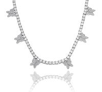 CHCWR 14K Gold Over S925 Bijoux de conception de papillon 3 mm, Collier de tennis féminin micro-alié