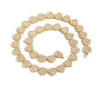 CHCWR 14K Gold sur S925 Collier Moisanite en T en forme de cœur, bijoux hip-hop romantique, cadeau de couple