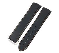 CHCWR 18 mm 19 mm 20 mm 21 mm 22 mm Bands de montre en silicone en caoutchouc pour sangle Bleu Black Orange/Orange White Line / 19 mm