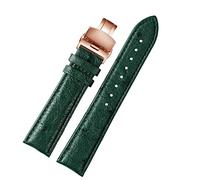 CHCWR 18 mm 20 mm 22 mm motif en bambou Souette de vache mouche à vache mouche à boucle papillon autruche en cuir verte bracelet (couleur: d rg pliage, taille: 22 mm)