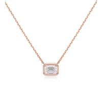 CHCWR 2 carats rectangle Collier pendentif Moisanite 100% Collier de diamant coupé en émeraude pour les femmes