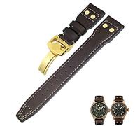 CHCWR 20 mm 21 mm 22 mm en cuir authentique Bronze Rivet Watchband Ajustement pour IWC Bronze Big Pilots Mark 18 Spitfire Spitfire Watch