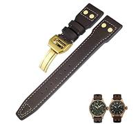 CHCWR 20 mm 21 mm 22 mm en cuir authentique Bronze Rivet Watchband Ajustement pour IWC Bronze Big Pilots Mark 18 Spitfire Spitfire Watch