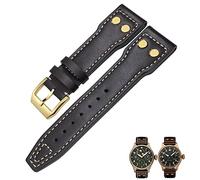 CHCWR 20 mm 21 mm 22 mm en cuir authentique Bronze Rivet Watchband Ajustement pour IWC Bronze Big Pilots Mark 18 Spitfire Spitfire Watch
