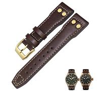 CHCWR 20 mm 21 mm 22 mm en cuir authentique Bronze Rivet Watchband Ajustement pour IWC Bronze Big Pilots Mark 18 Spitfire Spitfire Watch