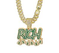 CHCWR 2025 Nouveau collier Men's Rich Pendant Alphabet Alphabet Diamond Collier Collier Collier Gol