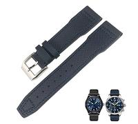 CHCWR 21 mm 20 mm veau en nylon Black Bleu Bleu Green Watch Strap For IWC IW377714 Mark18 Pilot Stop Gun Tobed Bands (Couleur: Pin vert, taille: fermoir en argent de 21 mm)