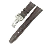 CHCWR 21 mm 22 mm End incurvé véritable vache en cuir de vache Remplacement de bande de montre pour les montres du pilote Portugieser Boucotte de boucle pliante/marron 2/22 mm